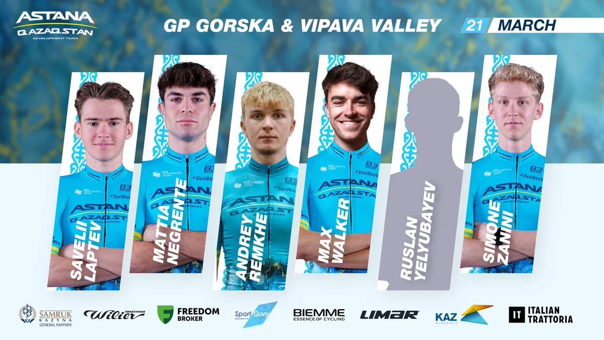 🇸🇮 ROSTER: #GPGorska Tomorrow is a race day! We will compete in GP Gorska & Vipava Valley. #AstanaQazDev