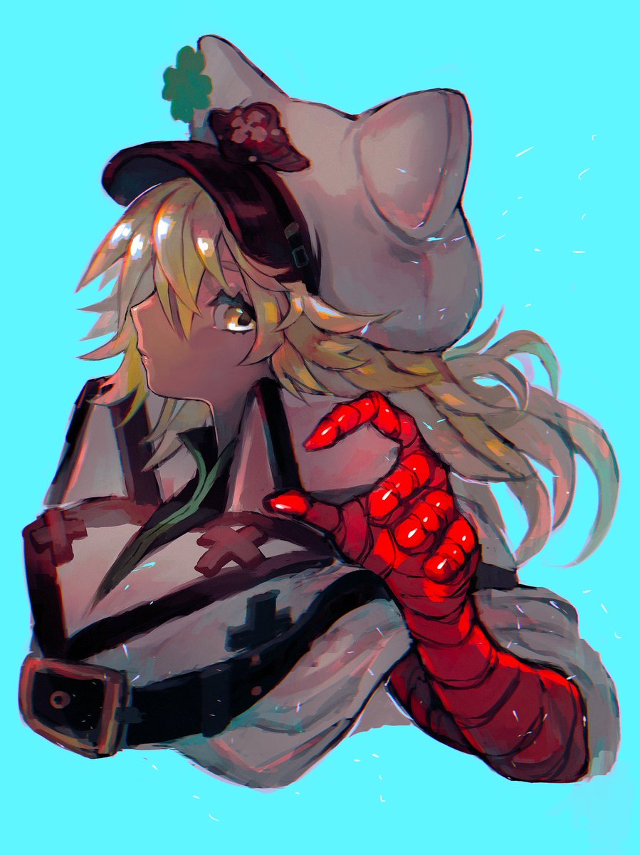 ramlethal valentine 1girl solo long hair looking at viewer simple background blonde hair hat  illustration images