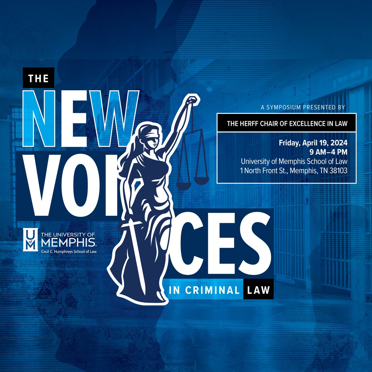 We're just a month away from an engaging & interesting Criminal Law symposium in 'The New Voices in Criminal Law,' presented by our Herff Chair of Excellence, Prof Stephen Galoob. Great lineup of rising stars & leading scholars. Registration opens soon. memphis.edu/law/events/her…