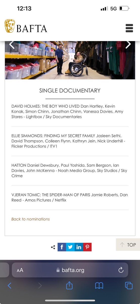 #BAFTA NOMINATION for THE SPIDER-MAN OF PARIS #netflix directed by ⁦@visitjamie⁩ in the single docs category “un grand bravo” to Jamie and the crack team at #amospictures