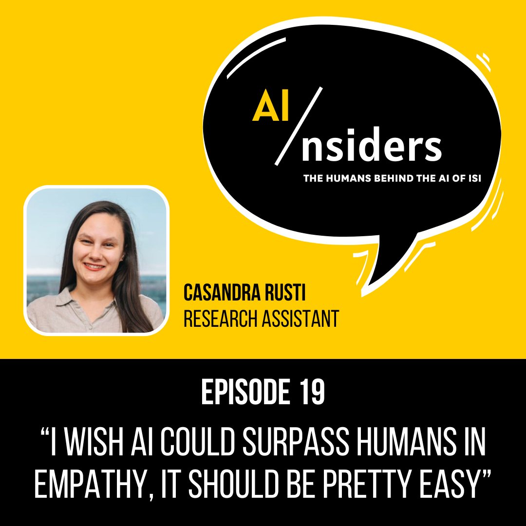 AI/nsiders, ISI's podcast, is hosted by AI Division Director Adam Russell. In this week's episode, @casandrastweets, a research assistant at ISI, explores the importance of trying things you don’t know how to do yet. Listen now: bit.ly/3TL79W3