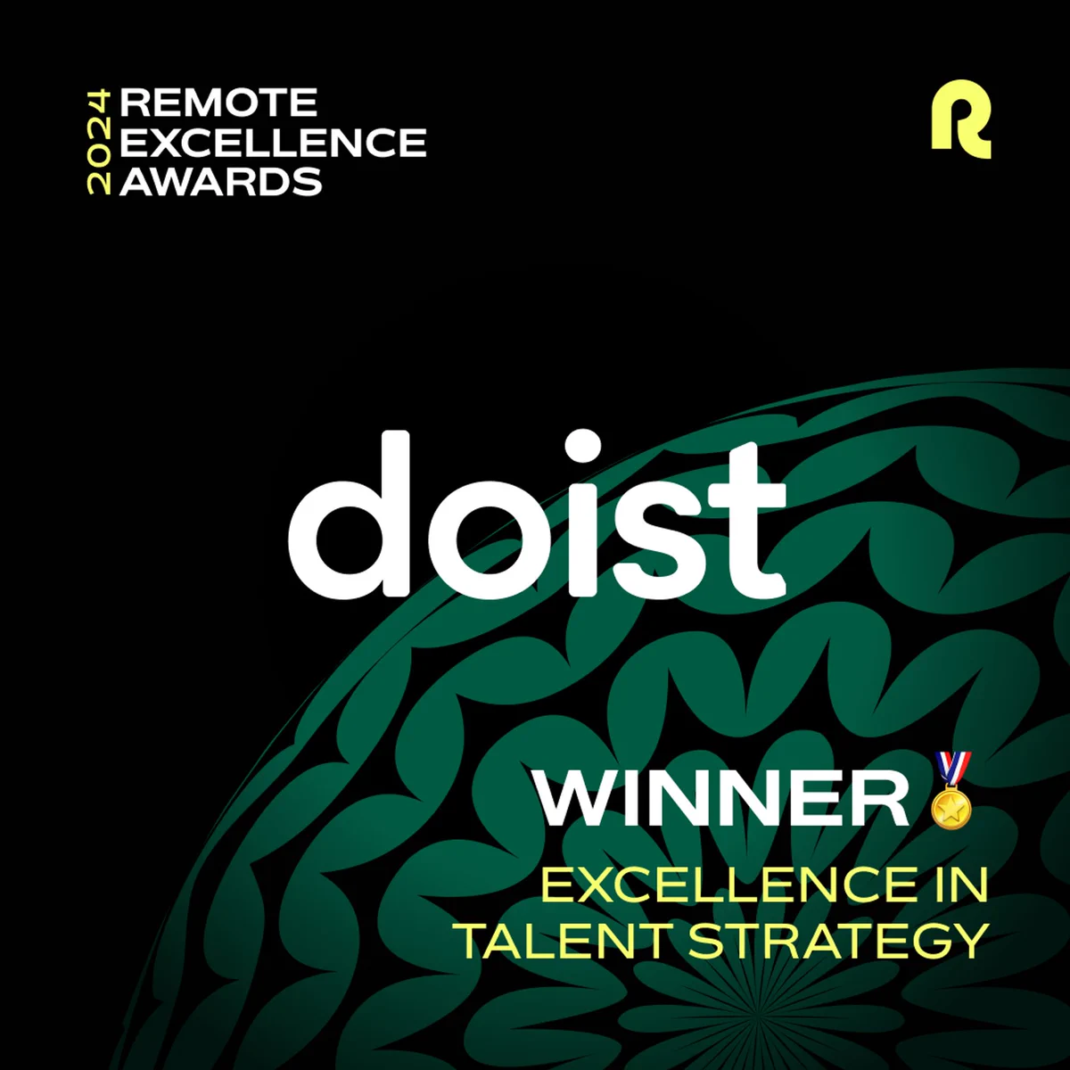 Header: 2024 Remote Excellence Awards. Text: Doist: Winner,  Excellence in talent strategy.