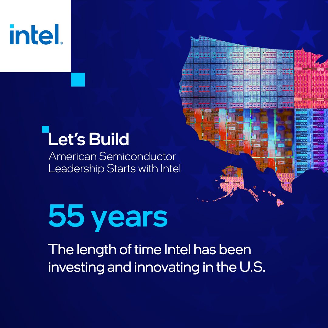 Intel’s investments, coupled with the #CHIPSAct award, are expected to create and support around:

10,000 Intel jobs,

20,000 construction jobs,

50,000 indirect jobs with suppliers and supporting industries.  

 Read the thread to learn more.