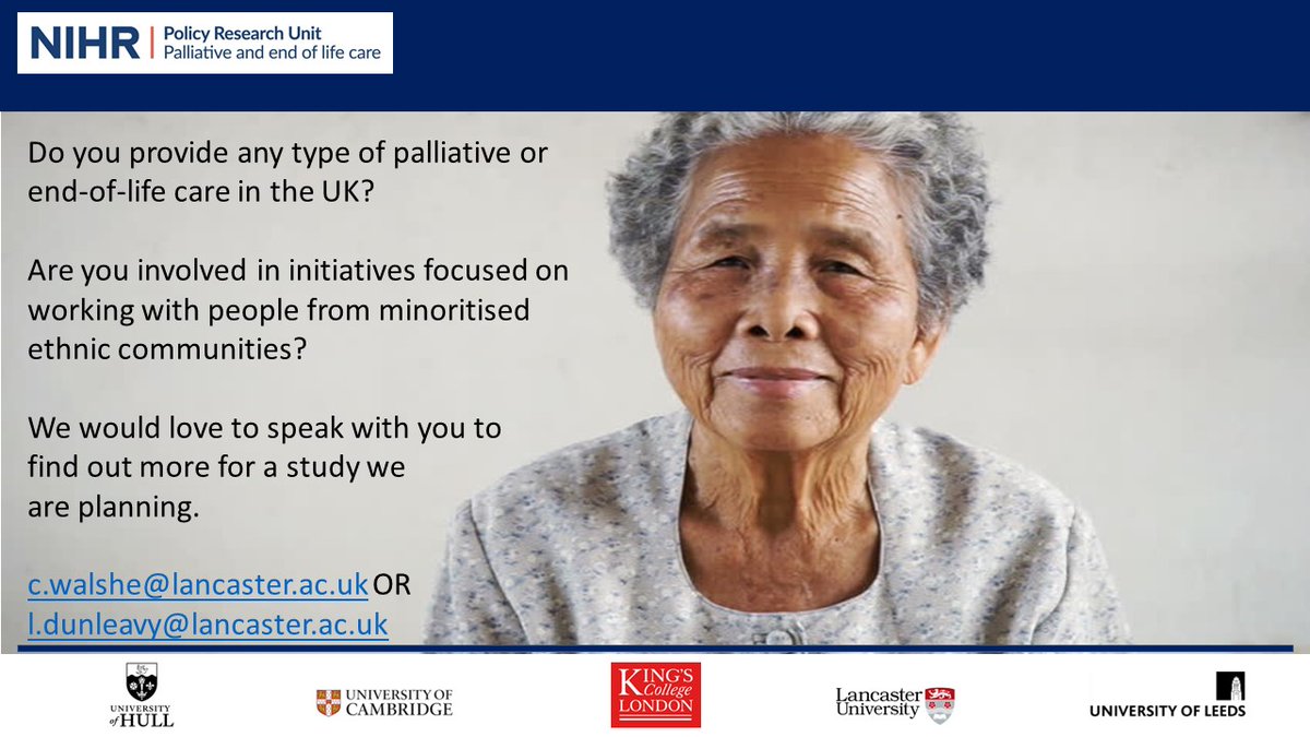 Do you provide #palliativecare in the UK? Are you involved in initiatives working alongside people from minoritised ethnic communities? We would love to hear from you for a study we are planning. #hpm #hapc #Minorities #ethnicity