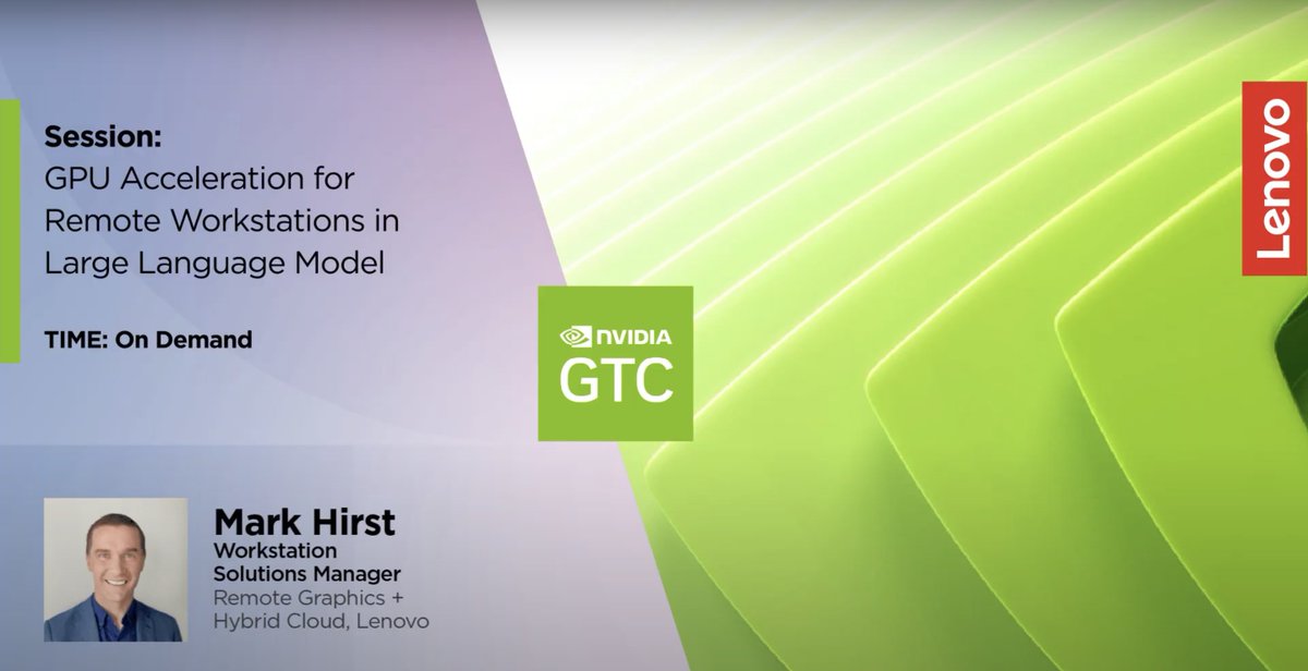 💥 Ready to unleash the power of GPUs for remote #workstations? Dive into this on-demand session with @Lenovo's Mark Hirst at @nvidia's #GTC24! From optimizing workflows to fine-tuning techniques, this session is a game-changer for #AI practitioners. bit.ly/49Eiy0x
