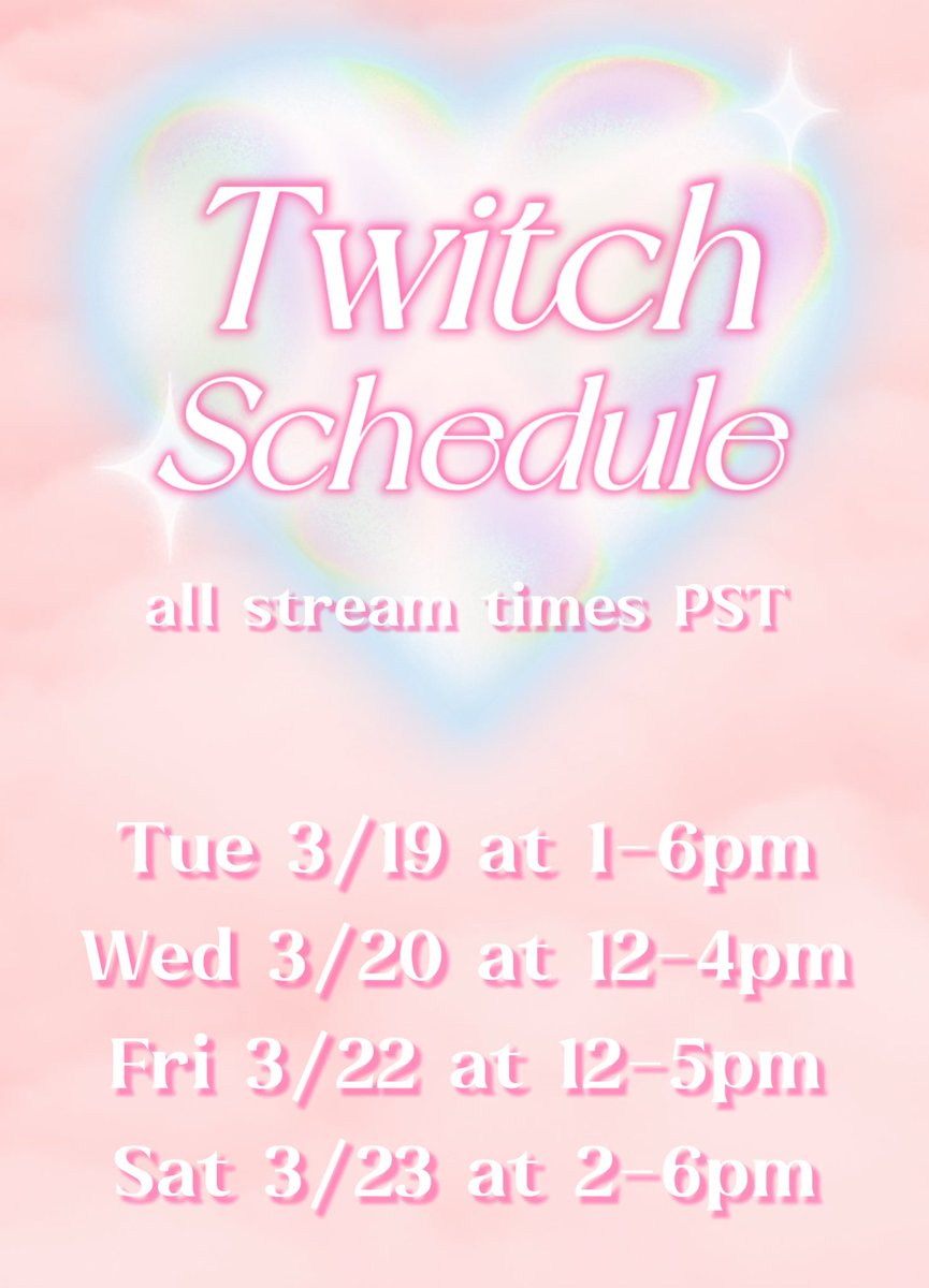 Here’s this week’s stream schedule! See you on Twitch twitch.tv/kristenscott