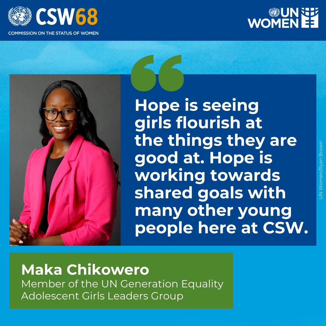 They are ✨Inspiring ✨Bold ✨Smart ✨Active They are the young women leaders attending #CSW68 with a call to #InvestInWomen and meaningfully engage youth and adolescents in all decision-making. 👉Learn more about their priorities, challenges, and hopes: unwo.men/kYNG50QWWxo