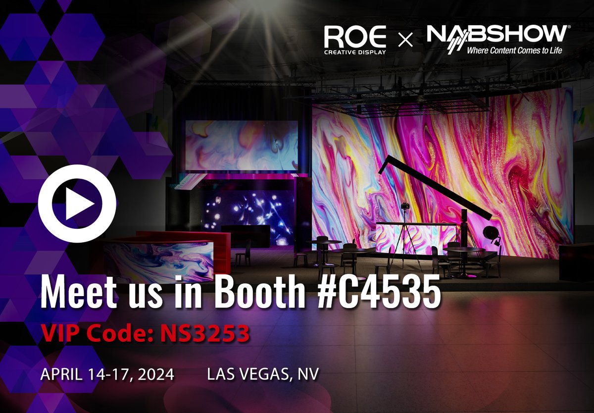 ROE Visual is all set for the NAB show in Las Vegas, NV! Our booth (#C4535) will feature a massive Ruby 1.9 wall as its centerpiece. And don't miss the daily Obsidian demonstrations paired with the CB5 MKII RGBW panel at 11 am and 3 pm 😎 Learn more: reurl.cc/lg6MOd