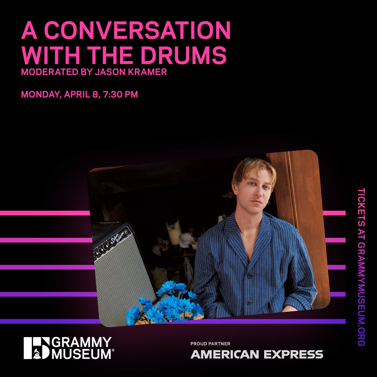 The Drums (@thedrumsforever) on Twitter photo Join me at the @grammymuseum in Downtown Los Angeles on Apr. 8 for a special in-person conversation! American Express Early Access is available Mar. 21 at 10:30am PT, general sale begins Mar. 22 at 12pm PT. universe.com/events/a-conve… Join me at the @grammymuseum in Downtown Los Angeles on Apr. 8 for a special in-person conversation! American Express Early Access is available Mar. 21 at 10:30am PT, general sale begins Mar. 22 at 12pm PT. universe.com/events/a-conve…