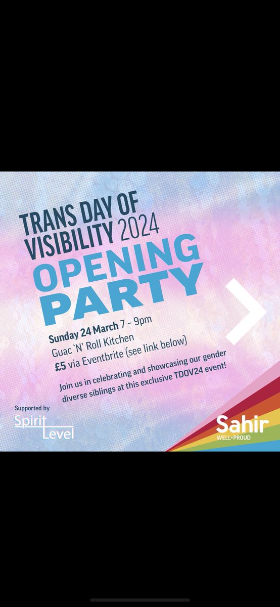 Get your ticket for the <a href="/LiverpoolTdov/">Liverpool TDoV</a> Opening Party this Sunday! It promises to be a fabulous night of trans joy celebrating local trans and non binary artists and performers and offering a safe and inclusive environment for all of the community. It will be vibrant and full of