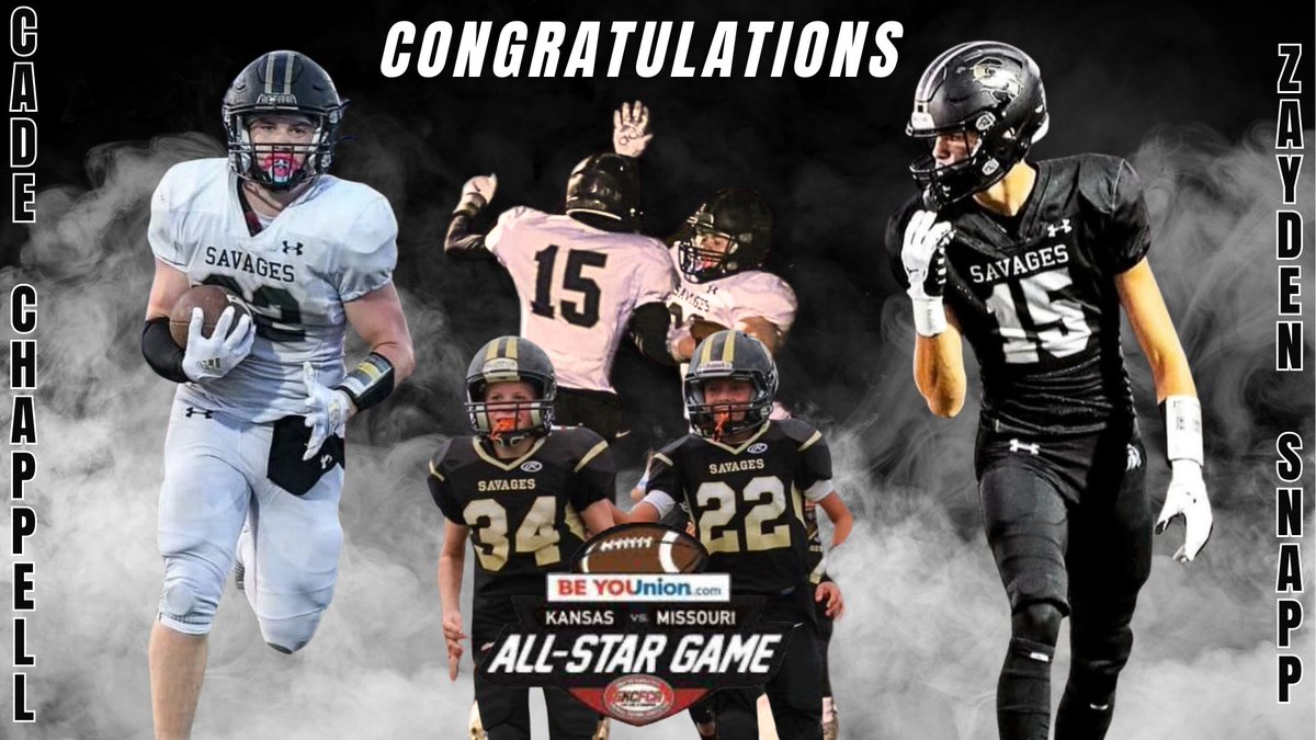Savannah Savage Football (@savannahfb_) on Twitter photo Congratulations to <a href="/ChappellCade/">Cade Chappell</a> and <a href="/ZaydenSnapp1/">Zayden Snapp</a> for being selected to the <a href="/The_GKCFCA/">GKCFCA</a> All Star Game! Congratulations to <a href="/ChappellCade/">Cade Chappell</a> and <a href="/ZaydenSnapp1/">Zayden Snapp</a> for being selected to the <a href="/The_GKCFCA/">GKCFCA</a> All Star Game!