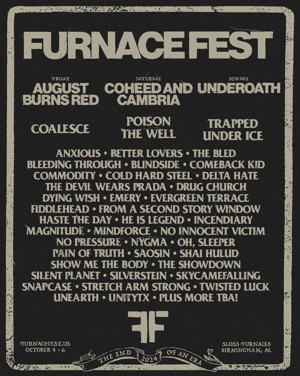 We are back for a third time at @FurnaceFest this fall. Tickets on sale now - furnacefest.us