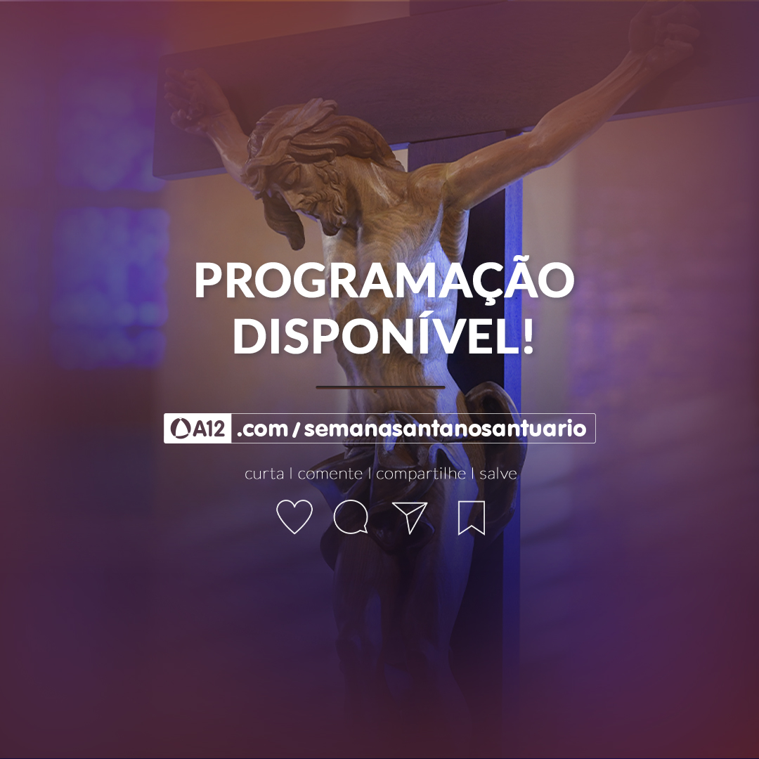 Semana Santa no Santuário Nacional: confira a programação. ✝️ Estamos nos preparando para viver a Semana Maior da Igreja. 🙏🏻 Confira a programação completa em a12.comn/semanasantanosantuario 💜