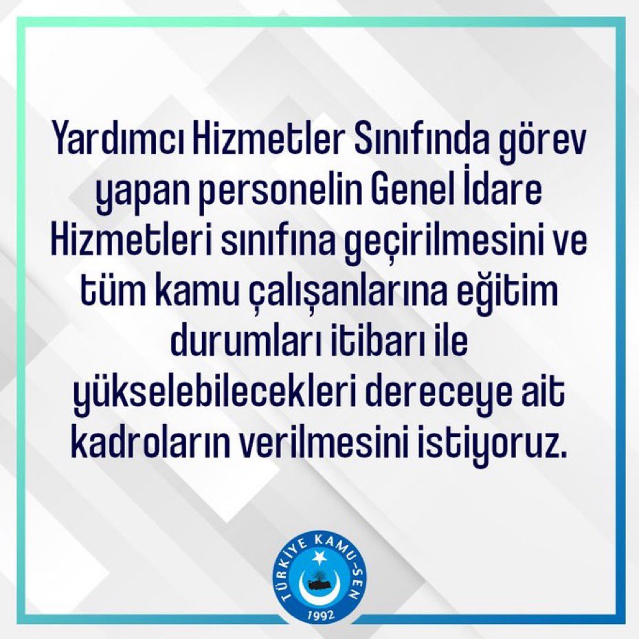 Yardımcı Hizmetler Sınıfı çalışanlarının beklediği müjde, bir an önce verilmelidir.  #YHSKadroBekliyor