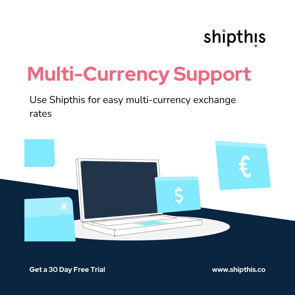 Ease your multi-currency exchanges with Shipthis and connect your business operations globally. Shipthis offers the ability to handle multiple currencies across various aspects of your business, including sales, reporting, quotations, invoicing, and billing. #Shipthis