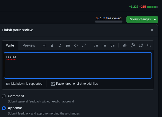 quickest LGTM of my life right here
bro im not checking 152 files and a +1222 lines of code added