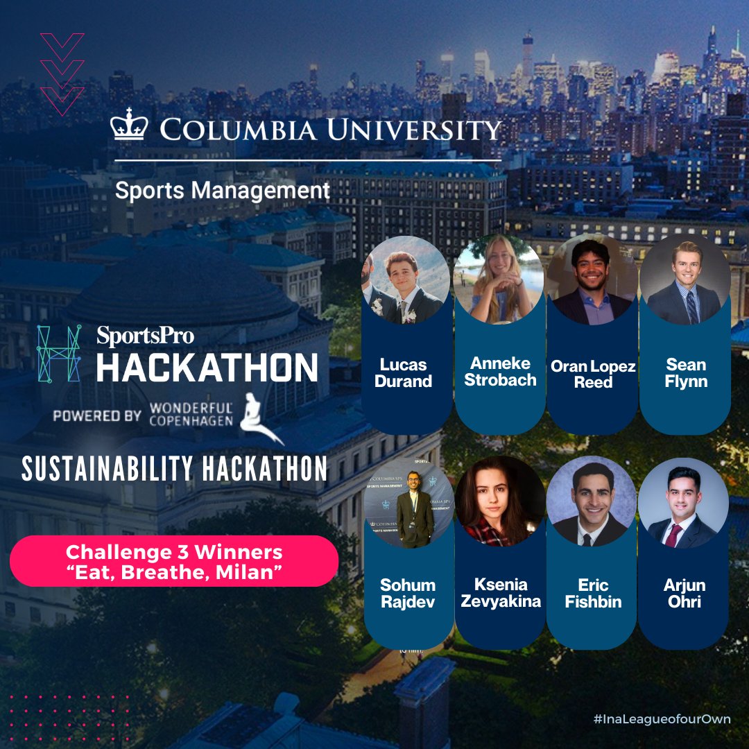 CU_SPS_Sports's tweet photo. We're delighted to share that our students that represented Columbia University are the Challenge 3 Winners in the SportsPro Sustainability Hackathon 2024!
#SPHACK #InaLeagueofOurOwn #YourStory https://t.co/6Q80aViWg1