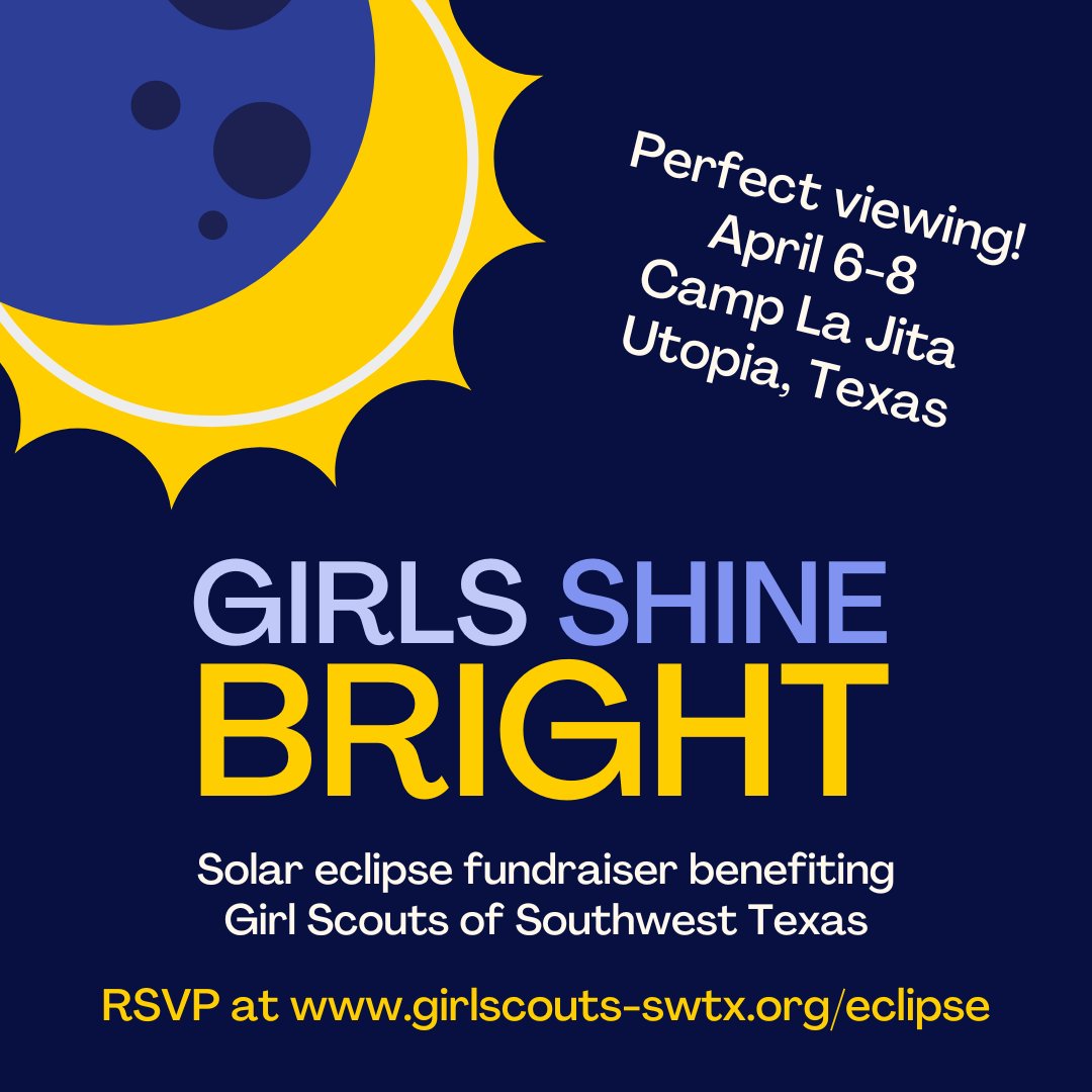 Looking for a great spot to view the total #solareclipse on April 8? 😎🌚 We've got one! We're opening up our Camp La Jita site in Utopia in the path of totality to members of the community for cabin or RV camping. Register by March 26: bit.ly/43rJkqt #solareclipse2024