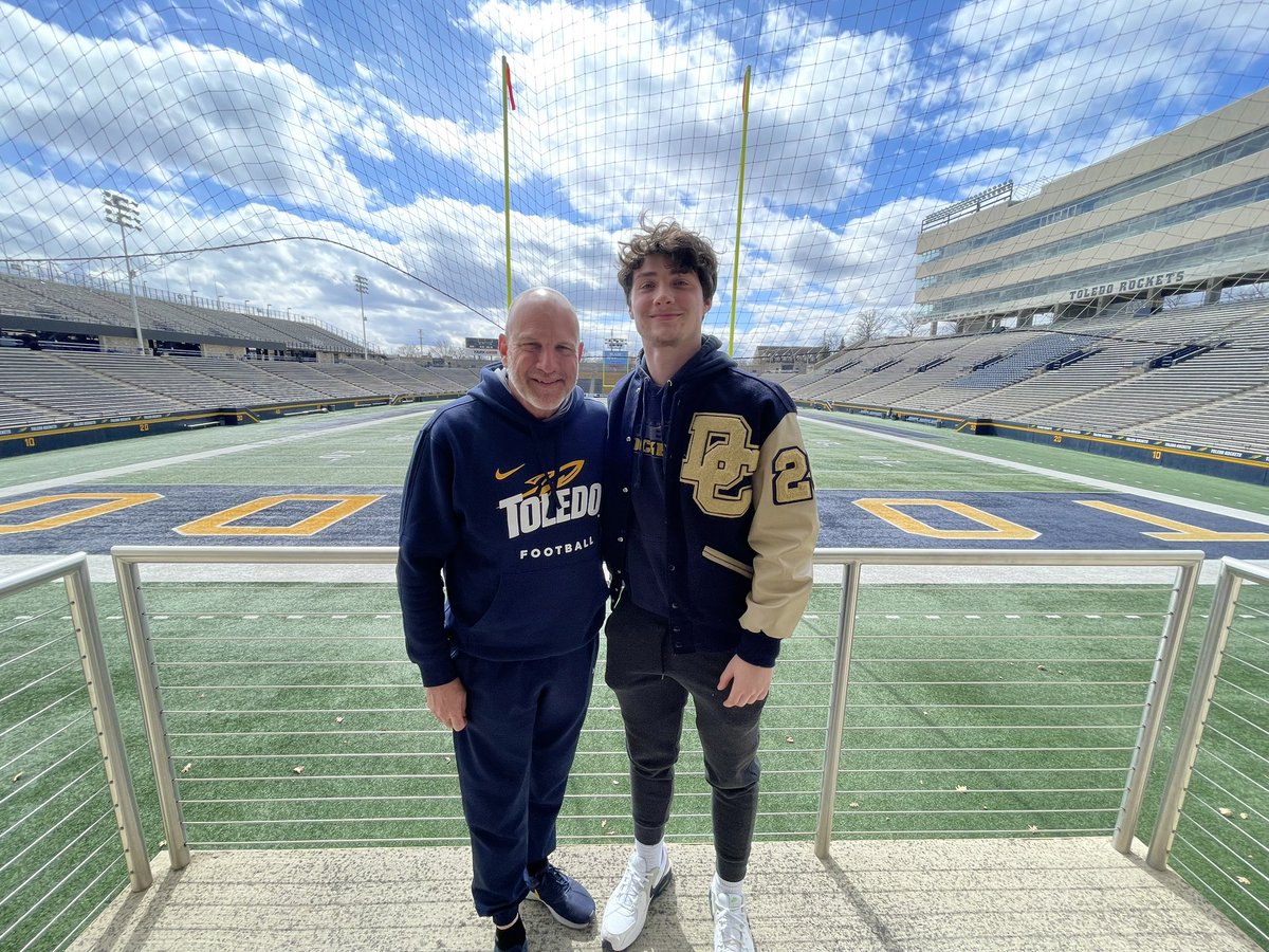 Had a great time again at @ToledoFB!! Love seeing my guy @ToledoQBs and the rest of the staff!! Go Rockets!!🚀🚀@CoachCandle @DCHawkFootball @xfactorQB @DCHawkPOWER @SWiltfong247 @TomLoy247 @GregSmithRivals @IndianaPreps @KyleNeddenriep @Bryan_Ault @ChadSimmons_