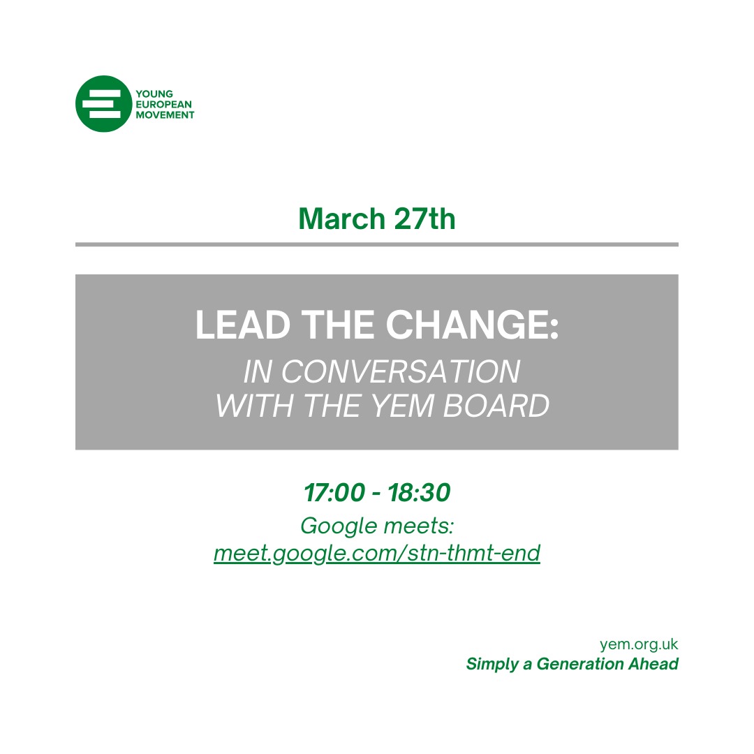 Lead the Change: In Conversation with the YEM Board Video Call link: meet.google.com/stn-thmt-end Want to take a leadership role at YEM? This conference is a gateway to the inner workings of YEM UK and the various roles that power our movement. Save the date!