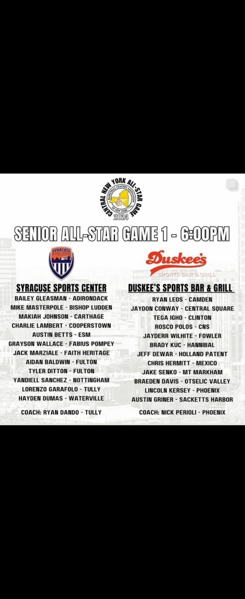 Congrats to our very own <a href="/CharlieLambo25/">Charlie Lambert</a> on being selected to play in the BCANY Senior All-Star game tonight!