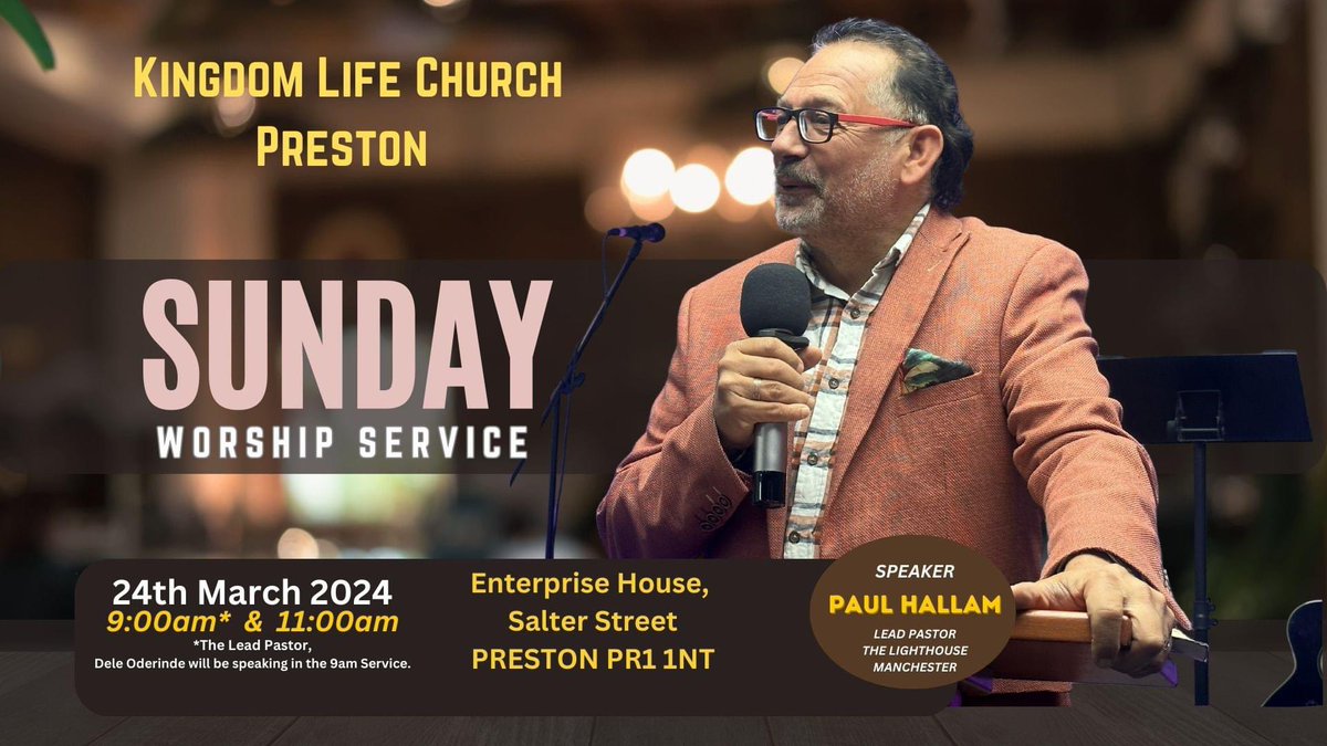 Pastor Paul Hallam will be speaking at our Sunday 11am service this weekend in Preston | We are so blessed to have him with us. @PPHallam is the Lead Minister at @lighthouse_uk .................................. #KingdomLifeChurch #localchurch #christianity #sundayworship