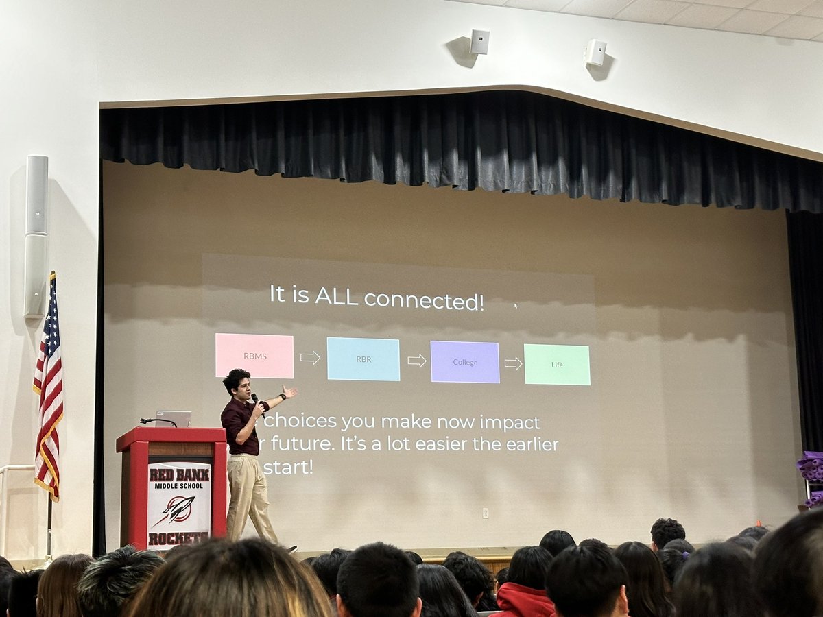 Hearing former @rbmsROCKETS student Brad Chavero’s story today was inspirational and so relatable to our Ss! Truly a small town success story ❤️🖤 #rbproud