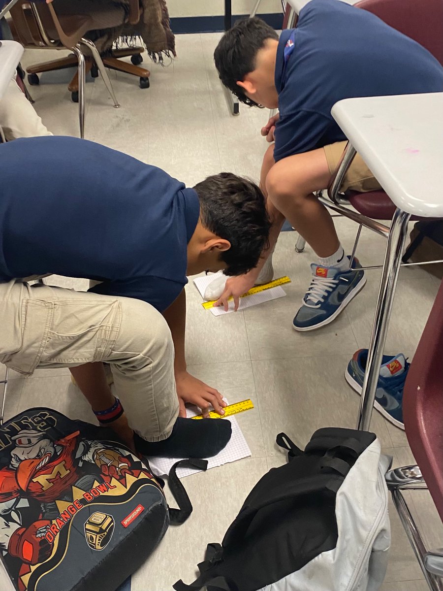 Hands on Fun this week @MiamiLakesK8 6th graders collecting data to find the class “mean, median and mode” foot length and 7th grade reviewing theoretical vs experimental probability with a homemade Plinko game! @MDCPSMath