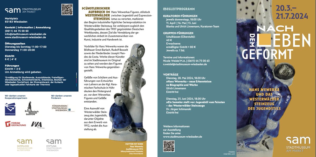 Gerne weisen wir auf die seit gestern im Stadtmuseum Wiesbaden zu sehende Ausstellung „Nach dem Leben geformt – Hans Wewerka und das Westerwälder Steinzeug des Jugendstils“ hin.