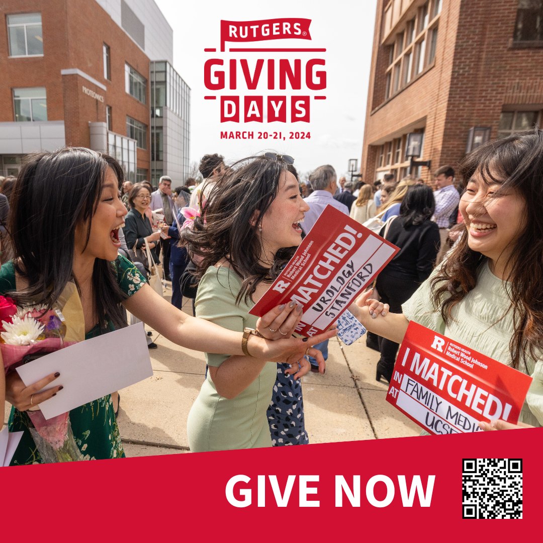 #RUGivingDays are coming to a close! We thank everyone for the support of @RWJMS students, educational, research and community health initiatives. Additional support can be made through midnight at: go.rutgers.edu/GivingDay2024