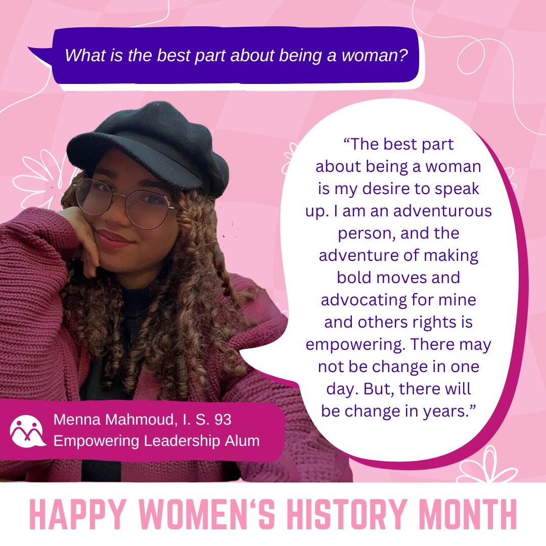SPEAKHIRE's tweet photo. Menna, an Empowering Leadership Alum, attended our International Women's Day livestream on the 9th and says that her identity as a woman makes her an advocate for all marginalized people. #InternationalWomensDay #WomenHistoryMonth  #Empower #developingtomorrowsleaders  #SPEAKHIRE https://t.co/xzAJ0A50aG
