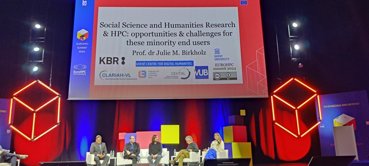 Was a fun few days @ #EuroHPCSummit2024 & hats off to GhentCDHer @juliebirkholz who was part of the Extreme Scale Applications panel this morning discussing HPC use through the lens of SSH research & cultural heritage a minority user with lots of potential.