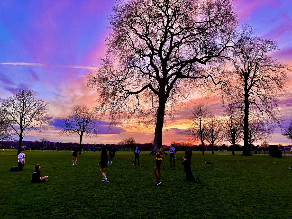 A late choir rehearsal this evening, so that the pupils and the Choral Society can rehearse together before Saturday’s concert, gives time for a (curiously competitive) game of catch with this rather glorious sunset backdrop