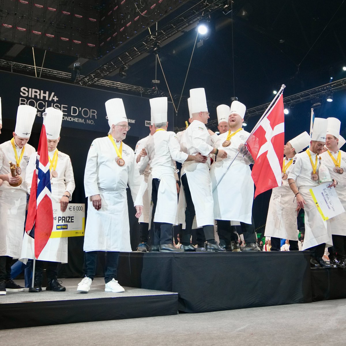 The Bocuse d'Or Europe 2024 podium! 🥇🥈🥉 Congratulations to the teams!! #Bocusedor #BocusedorEurope #RoadRoTrodheim #Chefs #Gastronomy #Norway #Trondheim