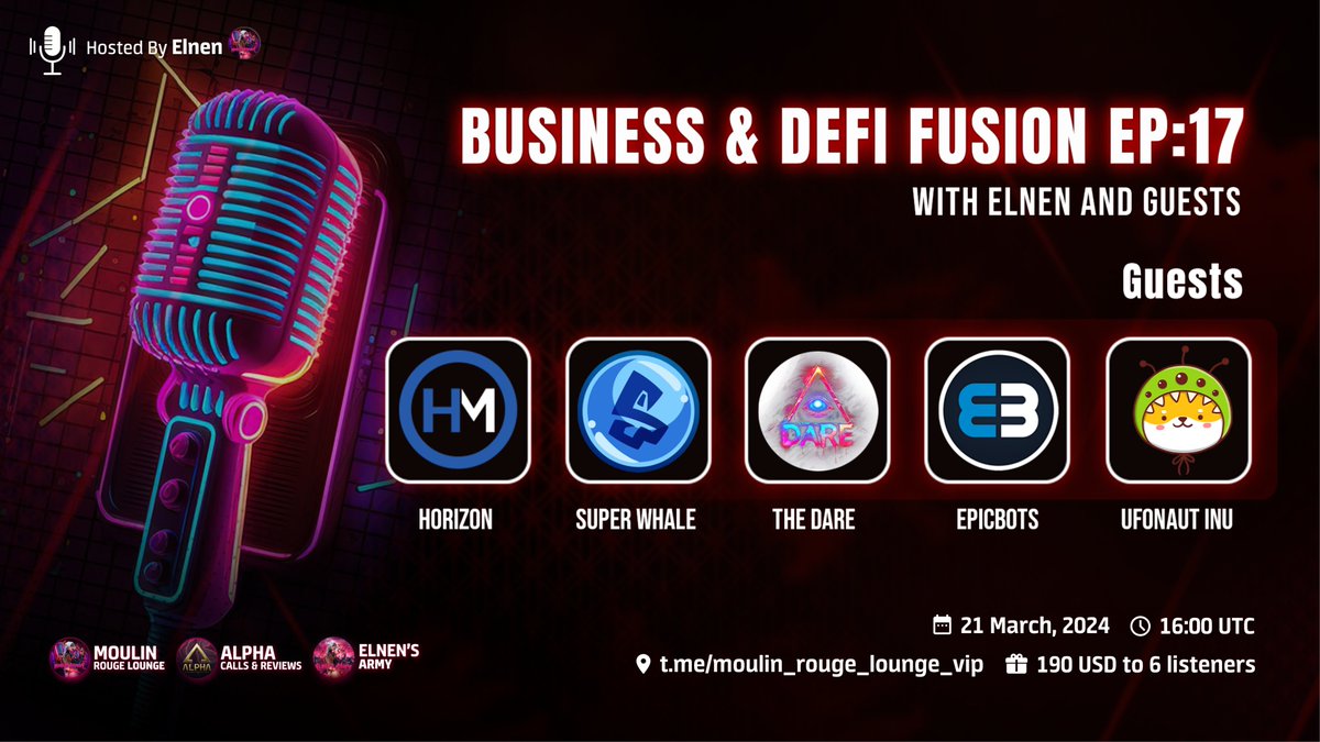 based_elnen's tweet photo. 🎙EP.17 &amp; GIVEAWAY (190 USD)🎙
"Business &amp; DeFi Fusion Show"

🔹21.3. THURSDAY 16:00 UTC⌛️

💵GIVEAWAY 190 USD💵
2x 45 USD
4x 25 USD

⚠️POST PROOF IN THE COMMENTS⚠️

🧾RULES👇
1️⃣ LIKE &amp; RETWEET!
2️⃣ TAG 2 FRIENDS!
3️⃣ JOIN CHANNEL &amp; REACT TO👉https://t.co/9lLS8ytMrz https://t.co/IXWhmlahrZ