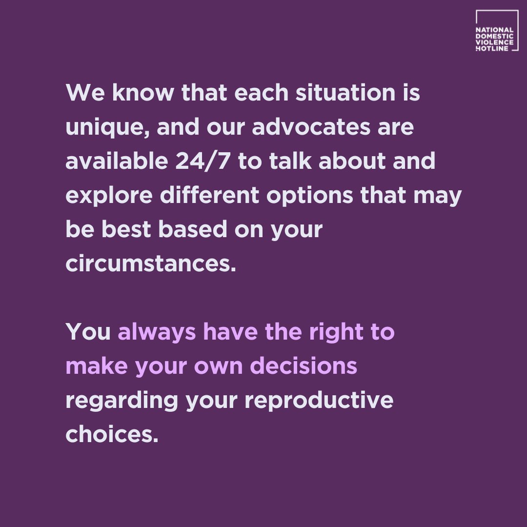 Reproductive coercion is a form of power and control because one partner takes away reproductive health decisions from the other. You ALWAYS have the right to make your own decisions regarding your reproductive choices. For help, visit: bit.ly/3k3wE6P #DVAwareness