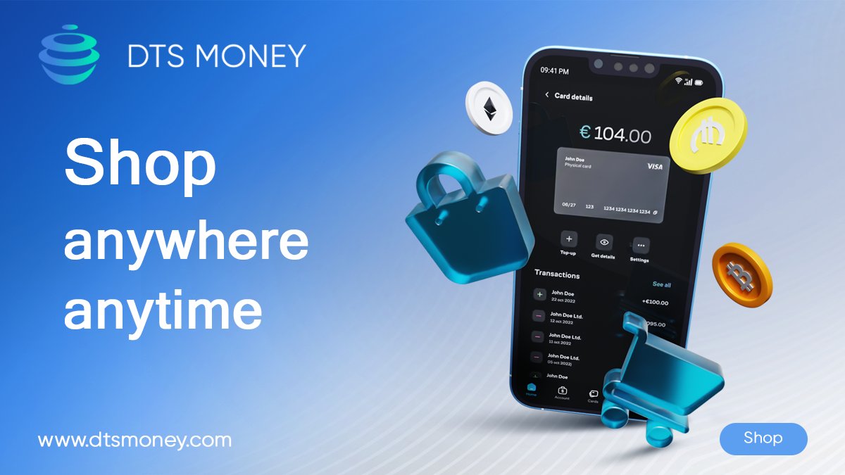 🚀 Introducing the future of seamless transactions with DTS Money! 💳✨ Shop anywhere, anytime with the flexibility of crypto and fiat. Experience financial freedom like never before. #DTSMoney #CryptoCard #ShopAnywhere #FinancialFreedom
