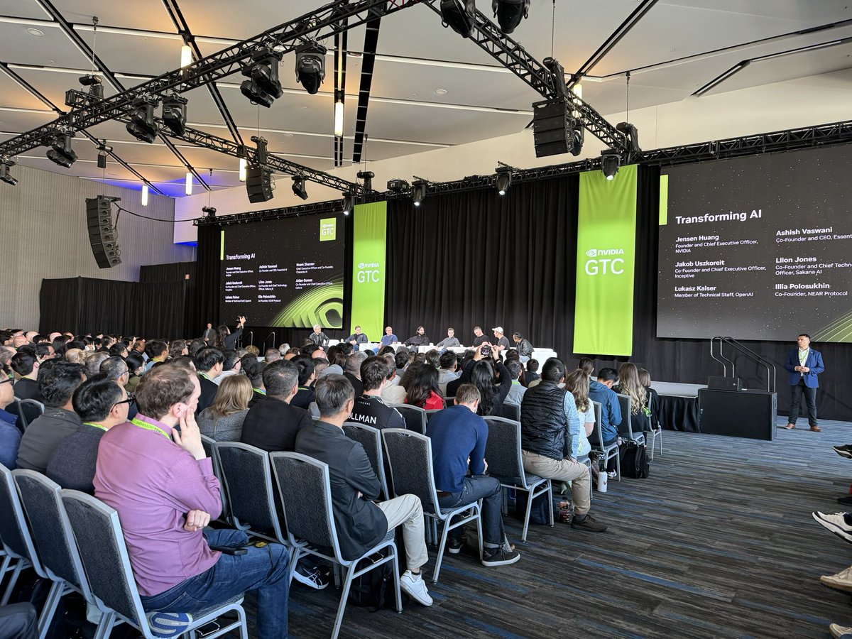 In the flesh with Jensen. These 8 are the real celebrities at #GTC24 Standing room only and (at least) 3 overflow rooms
