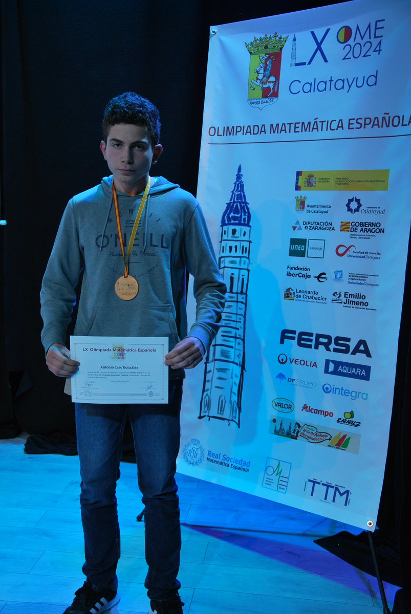 Nuestro alumno Antonio Laso ha conseguido con su talento y esfuerzo una de las medallas de oro en la LX Olimpiada Matemática Española. Estamos muy orgullosos de que forme parte del equipo español en la Olimpiada Internacional. ¡Enhorabuena y mucho ánimo!
