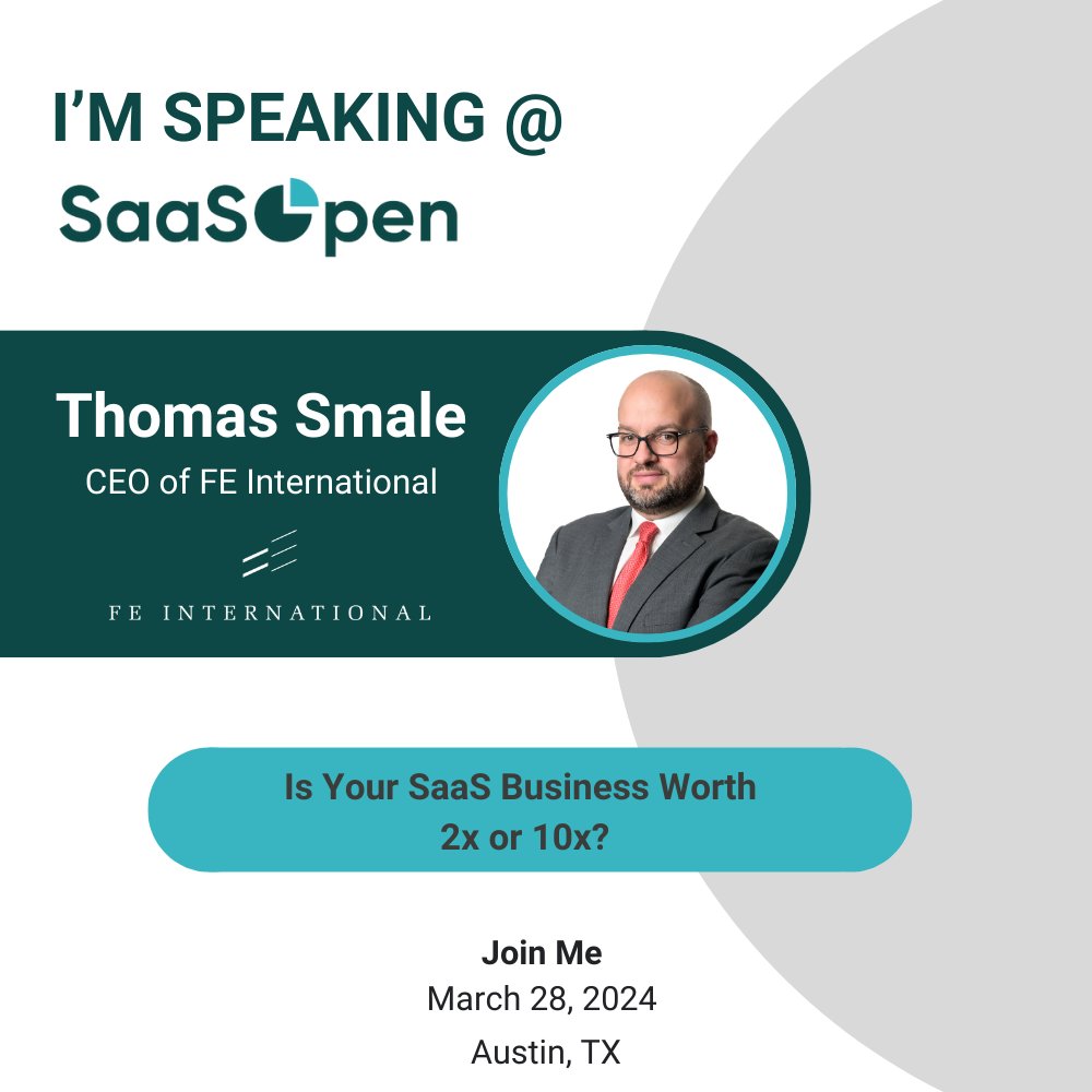 FEIntl's tweet image. Join us in Austin, Texas for the 2024 SaaSOpen.   

We&apos;re excited for our CEO, @ThomasSmale, to speak at this year&apos;s SaaSOpen on March 28th. Don&apos;t miss his session, &quot;Is Your SaaS Business Worth 2x or 10x?&quot;, taking place on the Founder Stage at 3:20pm.

#SaaSOpen #SaaS