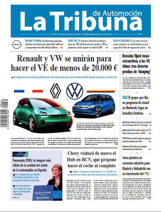 La_Tribuna's tweet photo. 🔴Ya a la venta el nuevo número de @La_Tribuna en la tienda de la web 📲💻https://t.co/pxvQkHX5zl y en los quioscos habituales.🗞️
Destaca:
⏩Volkswagen y Renault estarían a punto de firmar un acuerdo para la creación conjunta del #vehículoEléctrico de menos de 20.000 euros. https://t.co/MKzXuRIel1