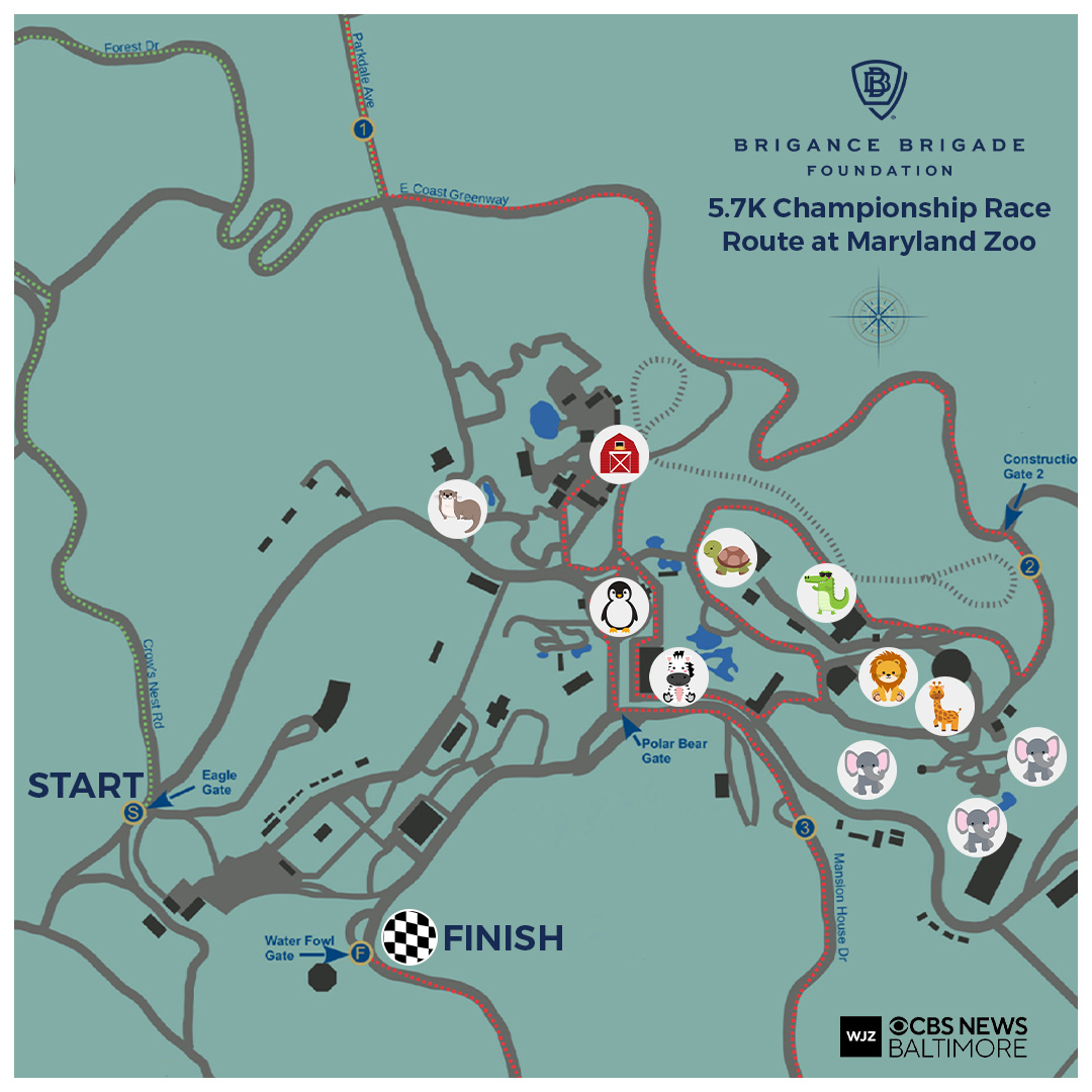 Introducing our revamped race track at the @MarylandZoo in Baltimore for our upcoming 5.7K Championship Race & 1.5M Family Fun Run/ Walk on Sunday, April 28th 🐘🐅🐒 Click here to register now: bit.ly/3JHJuSl #BBFZoo2024 #BriganceBrigade