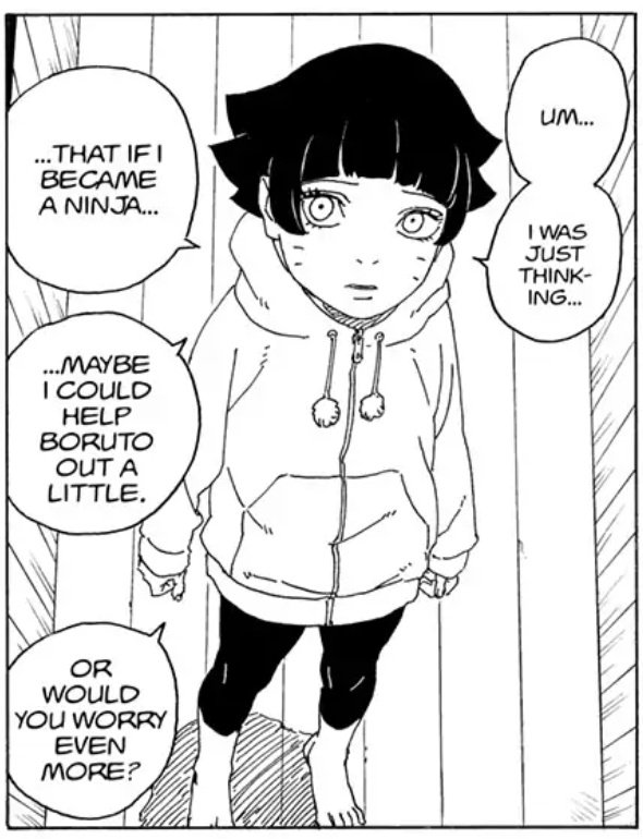 Theory time~ 'Himawari will get kidnapped' Possible. And there's such a good opportunity for development. Coz since she doesn't know about her powers, its like a tiking bomb that gonna explode when she'll be pushed to an extreme heightened emotion. She might save lives without +
