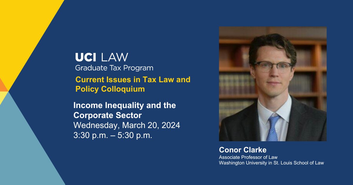 UCILawGradTax's tweet photo. We are thrilled to welcome Professor Conor Clarke to present his paper, "Income Inequality and the Corporate Sector," in Professor @vicfleischer's Tax Policy Colloquium course today! https://t.co/klBB6GFQoF