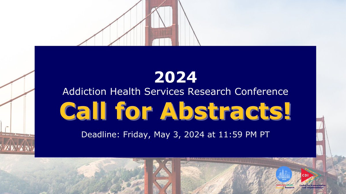 AHSR Conference (@ahsrconference) on Twitter photo SUBMIT YOUR ABSTRACT TODAY! Interested in presenting at #AHSR2024? Visit the <a href="/AHSRConference/">AHSR Conference</a> website to learn more about submission requirements and deadlines. ow.ly/Kj0a50QY54R
<a href="/CDIAS_Stanford/">C-DIAS</a> <a href="/HEALData2Action/">HEAL_Data2Action</a> <a href="/MHTTCNetwork/">Mental Health Technology Transfer Center</a> SUBMIT YOUR ABSTRACT TODAY! Interested in presenting at #AHSR2024? Visit the <a href="/AHSRConference/">AHSR Conference</a> website to learn more about submission requirements and deadlines. ow.ly/Kj0a50QY54R
<a href="/CDIAS_Stanford/">C-DIAS</a> <a href="/HEALData2Action/">HEAL_Data2Action</a> <a href="/MHTTCNetwork/">Mental Health Technology Transfer Center</a>