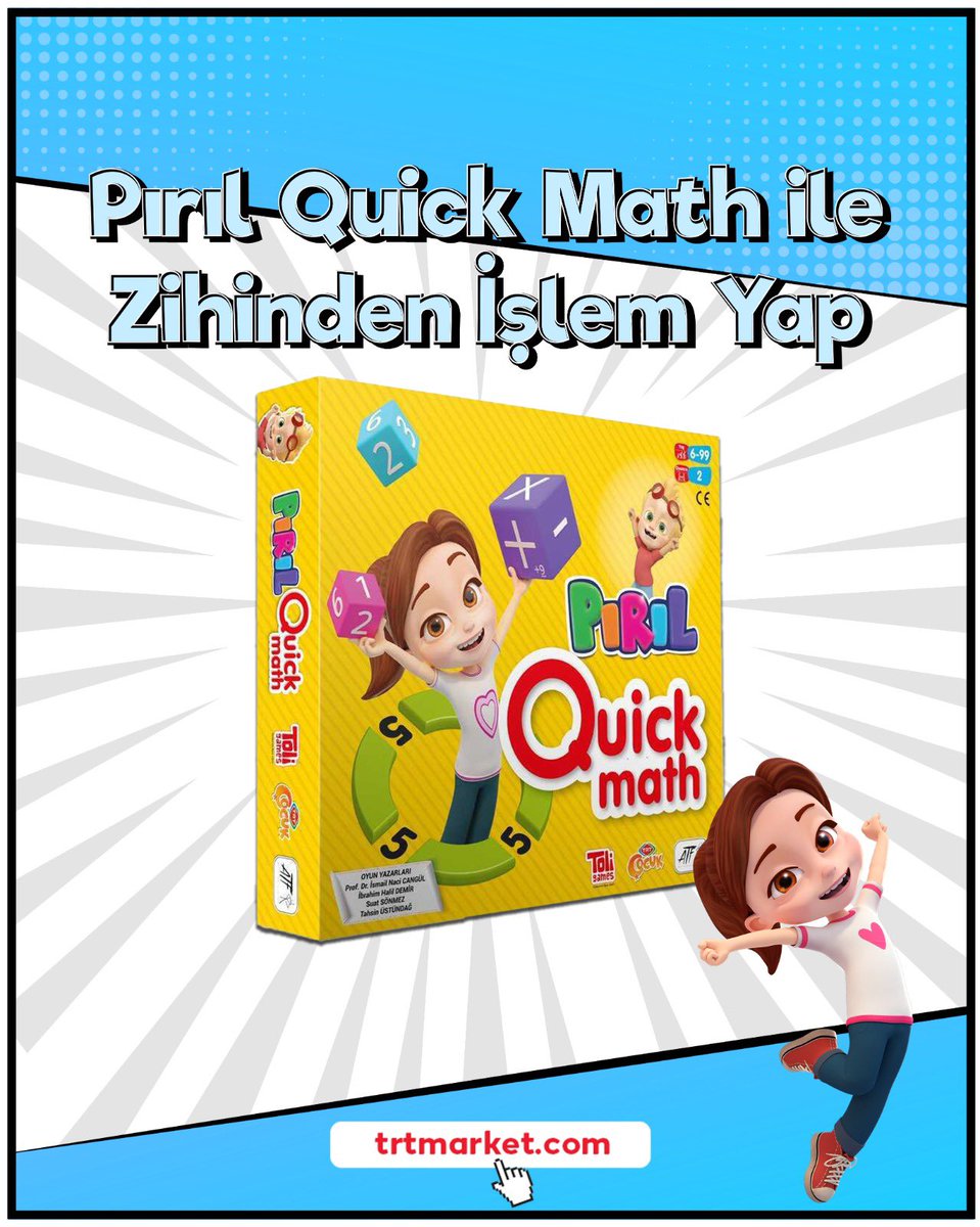 Zihinden işlemler ve eğlence bir arada. Küpleri at, çıkan işlemin cevabını ilk sen bul ve piyonu kap. Çocuklara matematiği sevdiren oyunlara ulaşmak için➗✖️🔢 📍trtmarket.com TRT’de sevdiğin ne varsa…