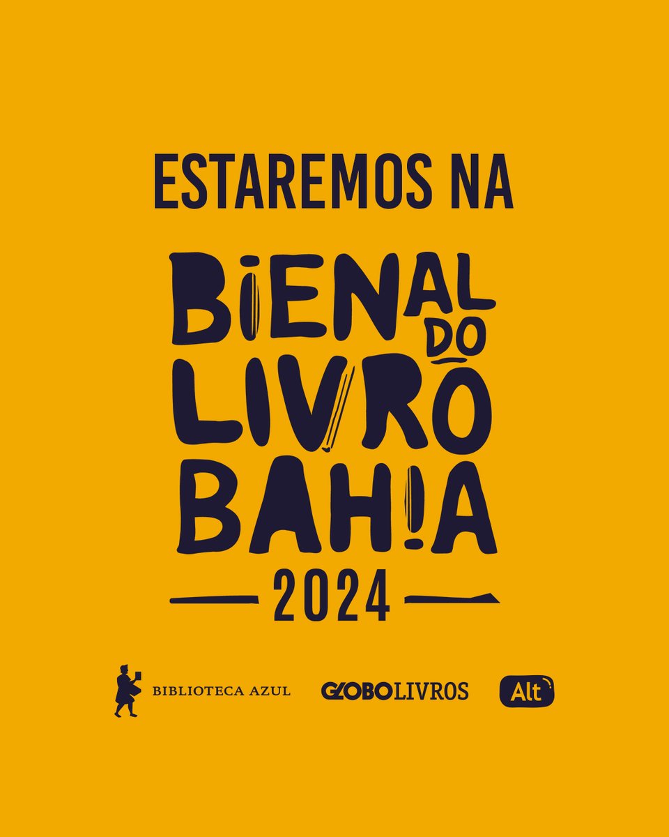 É isso mesmo, eu e <a href="/GloboLivros/">Globo Livros</a> estamos confirmadas na Bienal do Livro da Bahia! 🥹📚

O evento acontecerá entre os dias 26 de abril e 01 de maio, no Centro de Convenções Salvador.

Esperamos por vocês! 💫