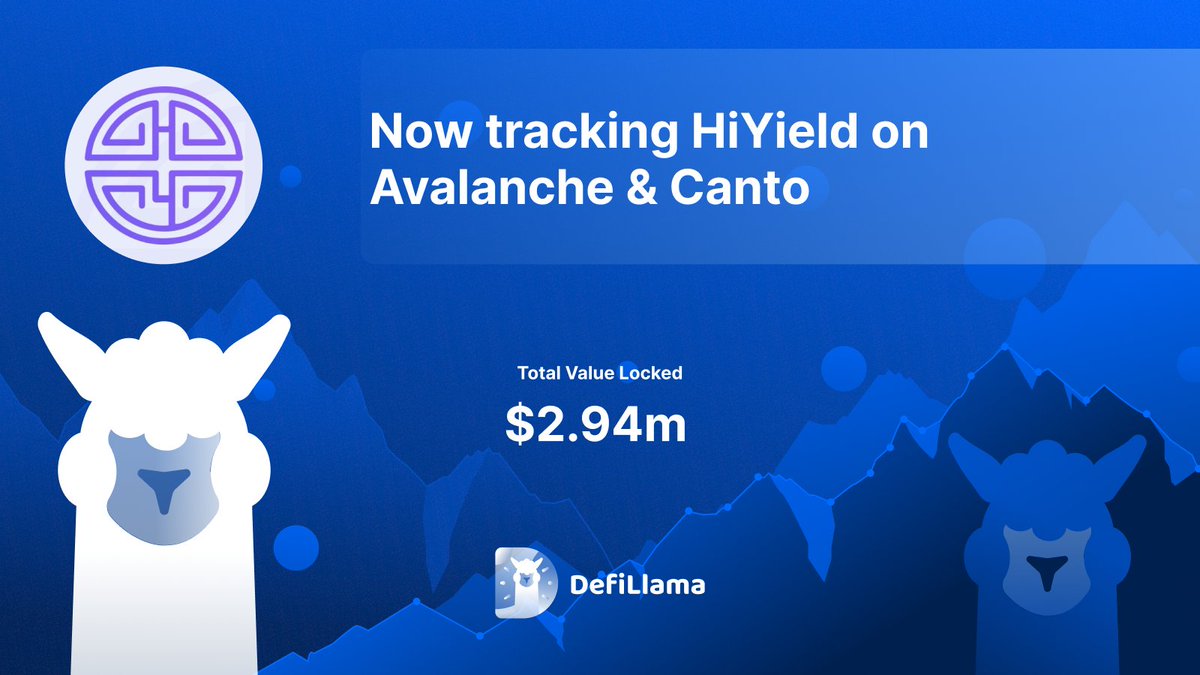 Now tracking <a href="/hiyield_xyz/">HiYield</a> on <a href="/avax/">Avalanche🔺</a> &amp; <a href="/CantoPublic/">Canto</a> 

Enabling access to traditional capital markets for web3 natives