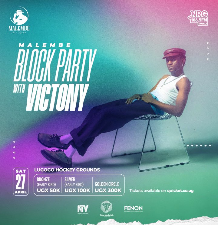 In partnership with @MalembeLife we’re bringing you an experience like no other 🤩🤩!! On 27th of April , @vict0ny will be performing live in Kampala 🔥🔥 Stay tuned for more exciting updates 😜😜 #VictonyBlockParty #NRGRadioUG