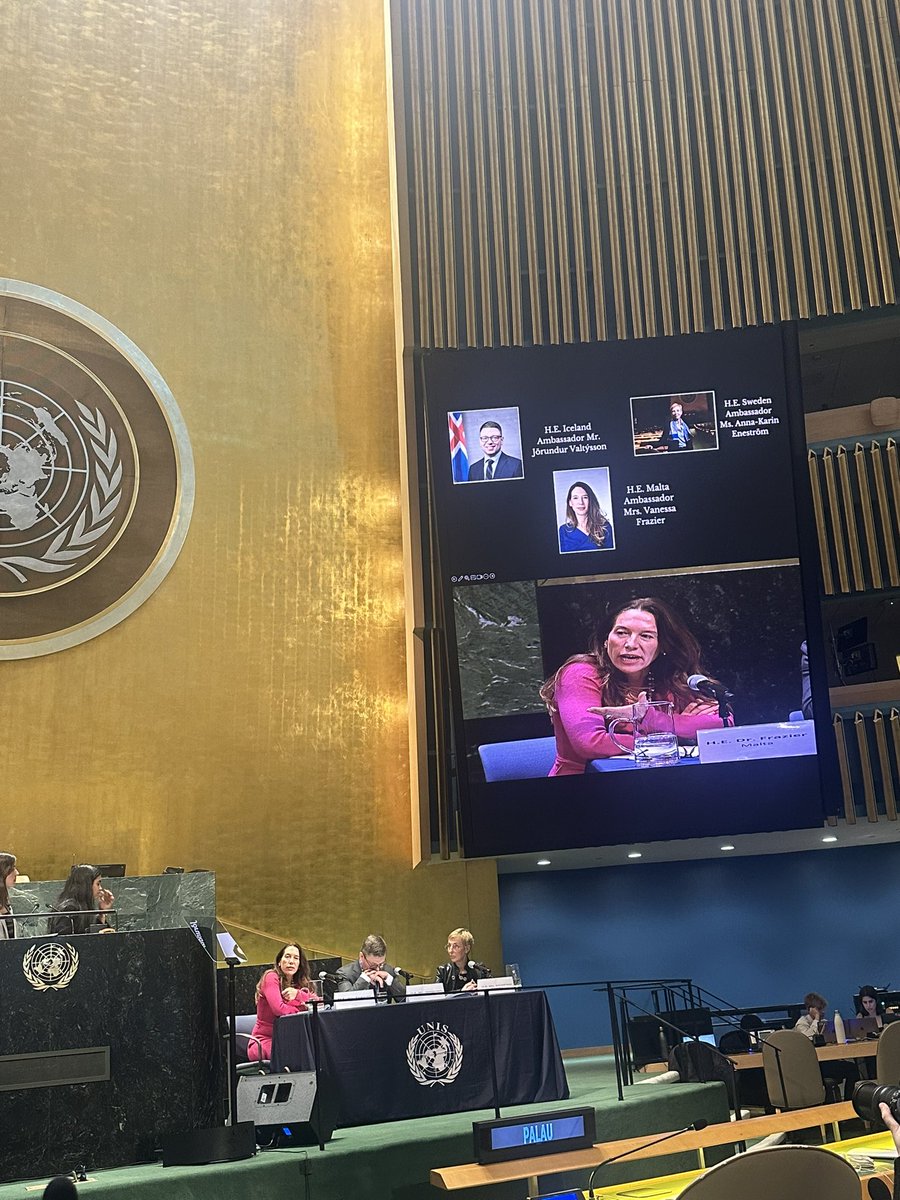 Up next, students heard from @UN Permanent Representatives @AkEnestrom @SwedenUN @_VanessaFrazier @MaltaUNMission & @IcelandUN on the strategies that their countries have taken for #GenderEquality #GlobalGirlLeading @UNISNYC